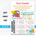 school pto teacher appreciation week invitation editable template